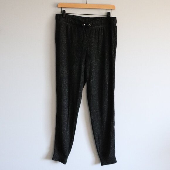 George Women's Black Sz M Sparkle Relaxed Stretch Skinny Jogger Pants - Picture 1 of 10